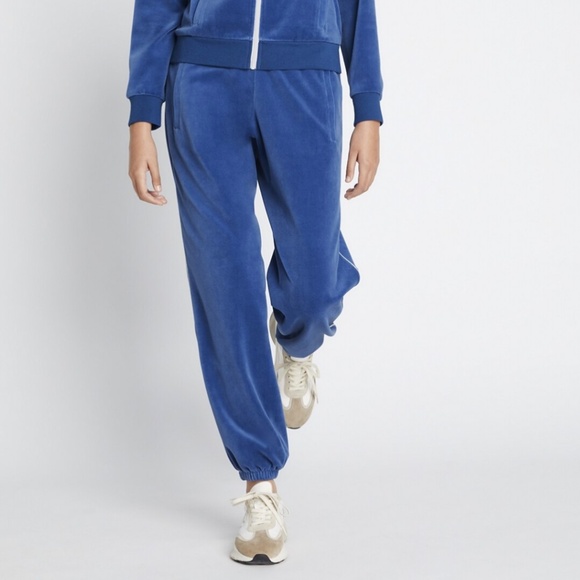 Tory Burch Sport Velour Track Joggers , Size M, Blue - Picture 1 of 5